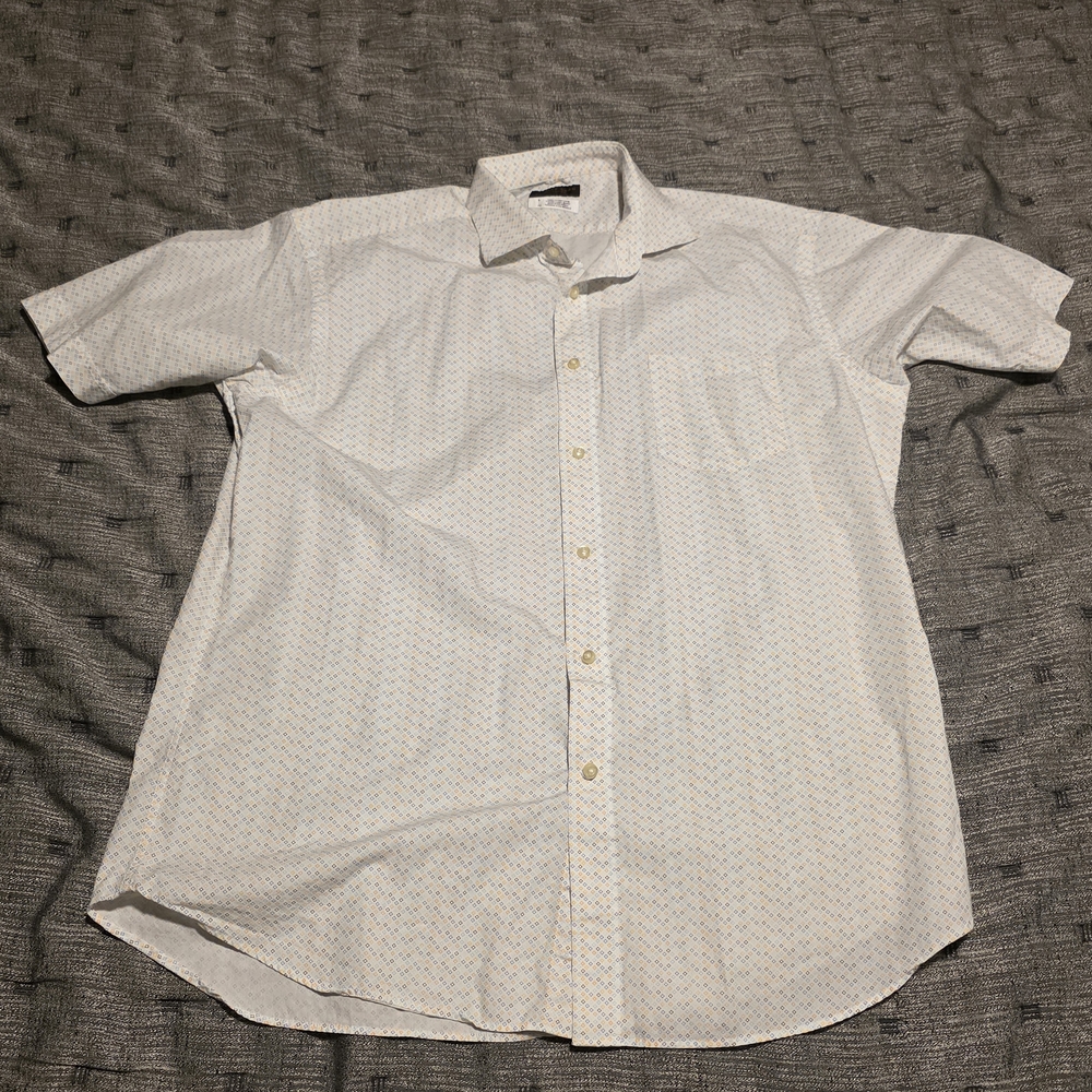 Thomas Dean White Patterned Short Sleeve Shirt